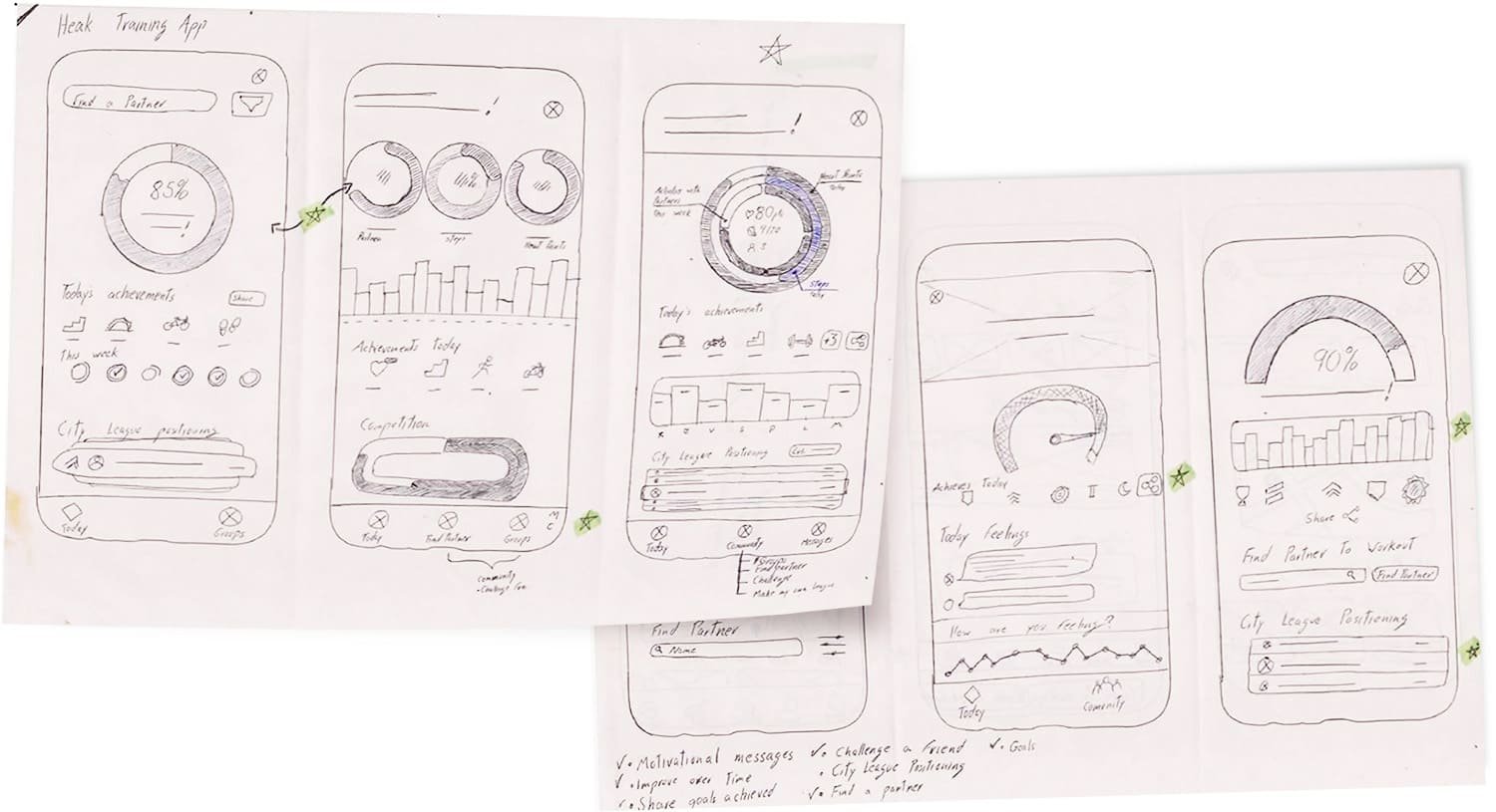 Sketches of variants of the Home screen
